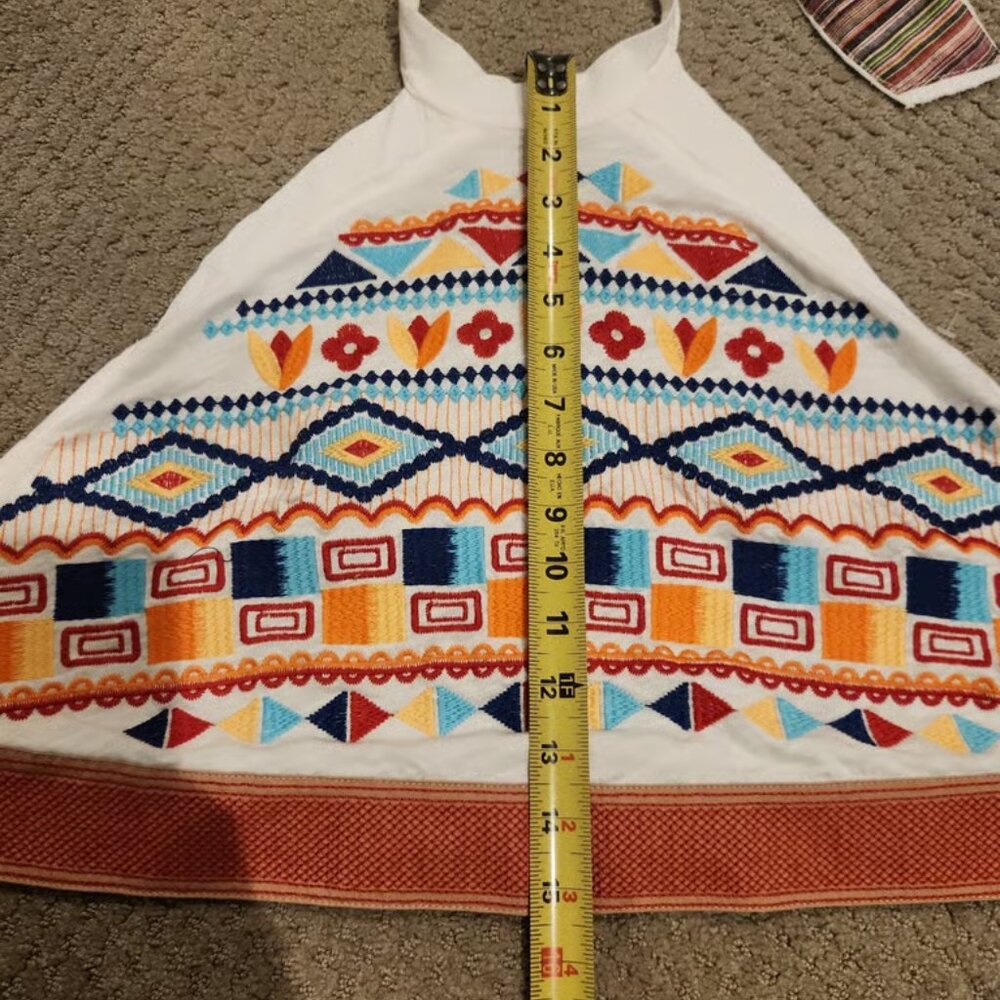 NEW Altar'd State White Embroidered Tie Open Back Halter Small - Picture 4 of 6